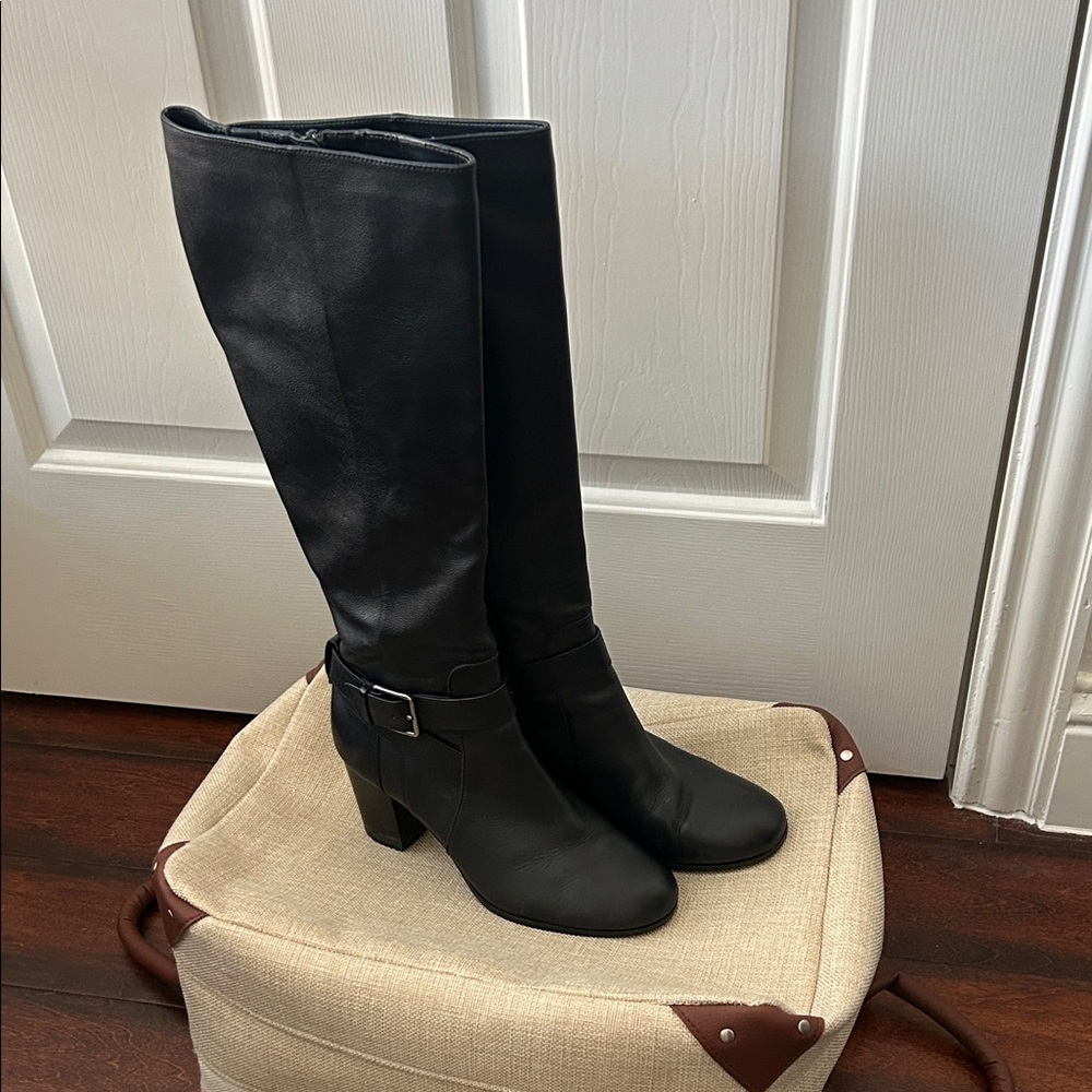 Cole Haan Black Leather Heeled Boots